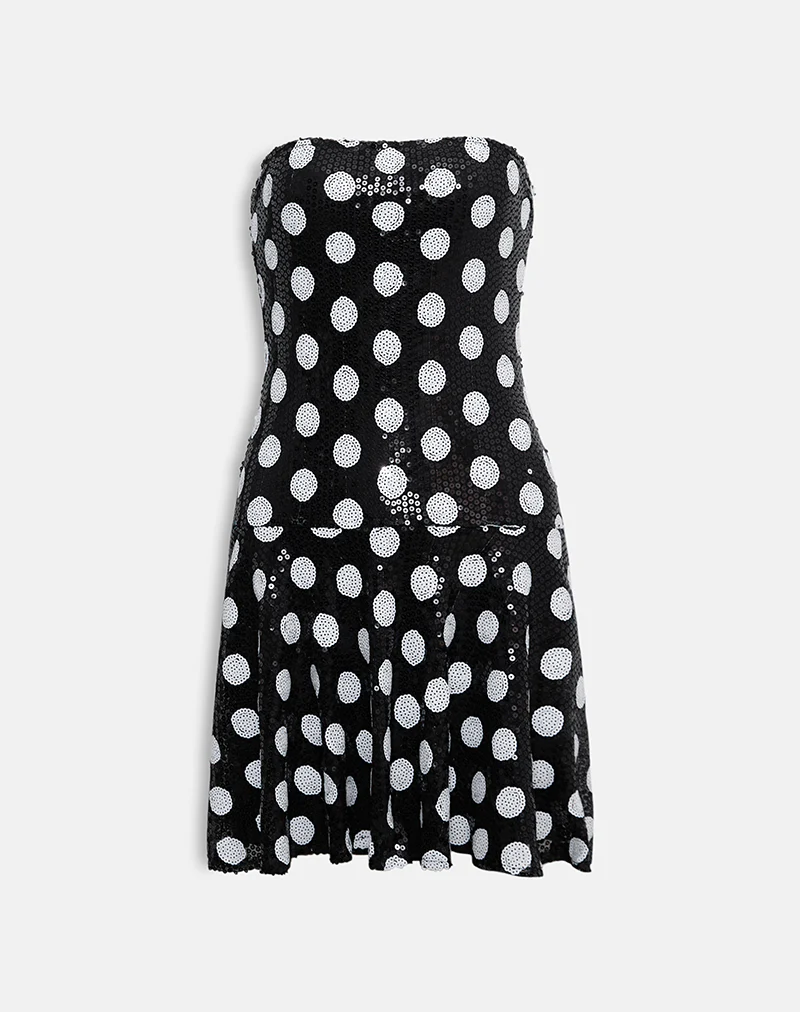 Pipo Mini Dress in Polka Sequin Monochrome - Image 5