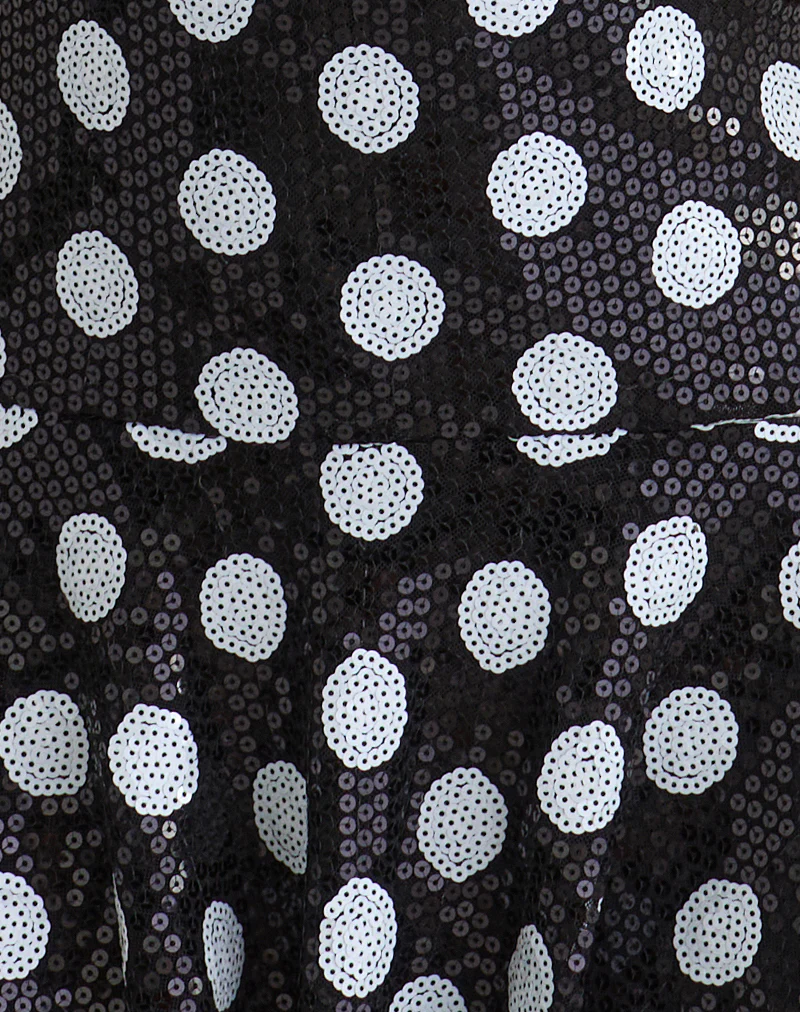 Pipo Mini Dress in Polka Sequin Monochrome - Image 6