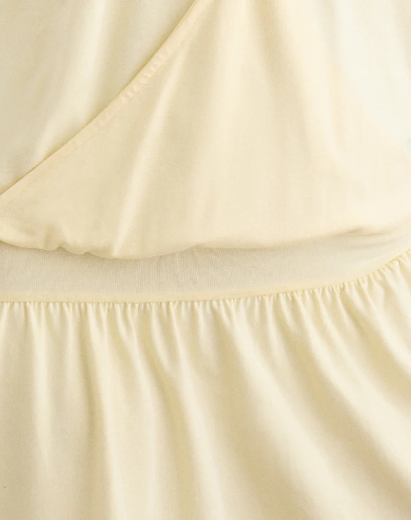 Pippa Plunge Wrap Mini Dress in Lemon - Image 5