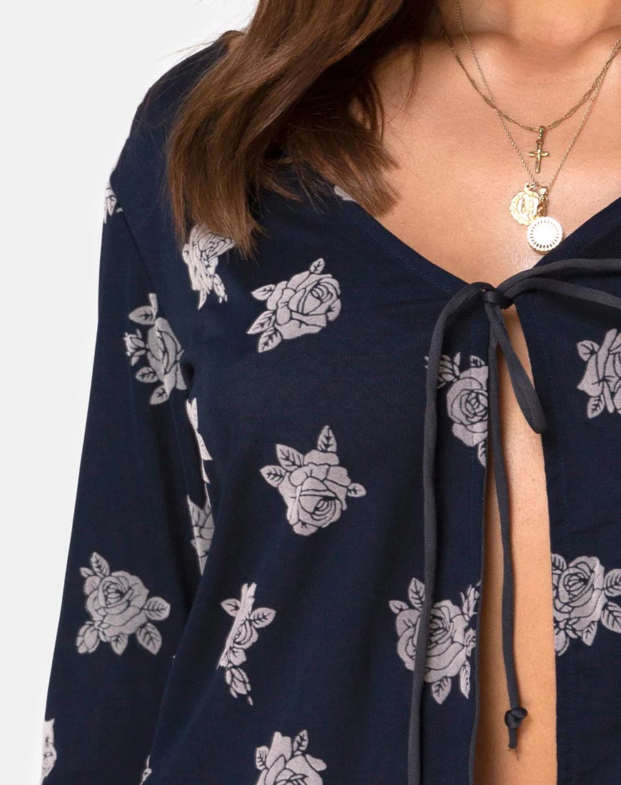 Pique Top in Rose Flock Black Mesh - Image 5