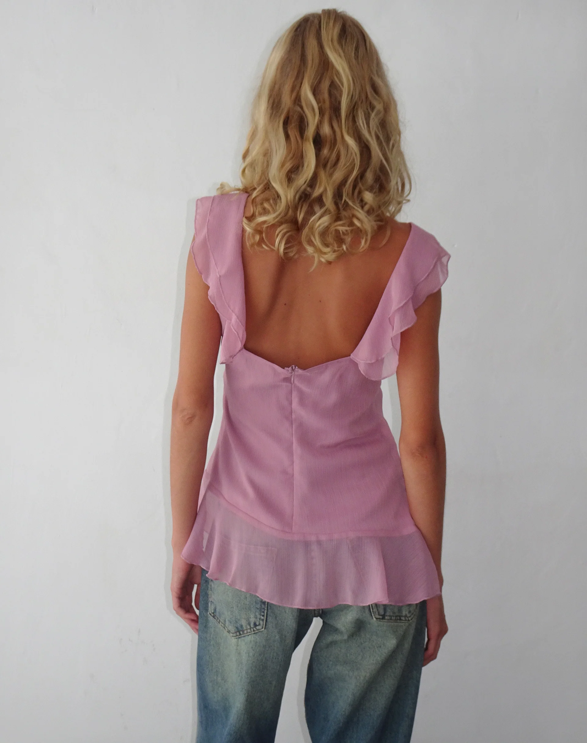 Piro Ruffle Longline Top in Light Plum - Image 5