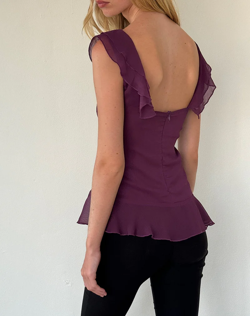 Piro Top in Chiffon Aubergine - Image 4