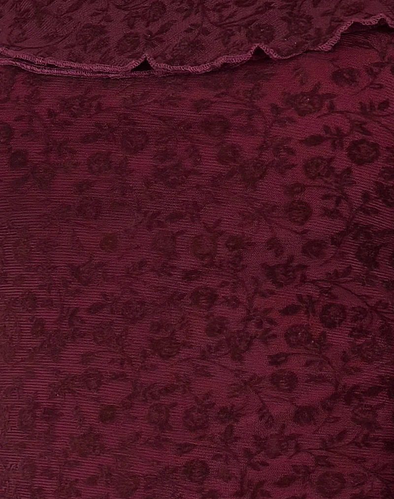 Piroli Top in Ditsy Floral Flock Burnt Maroon - Image 6