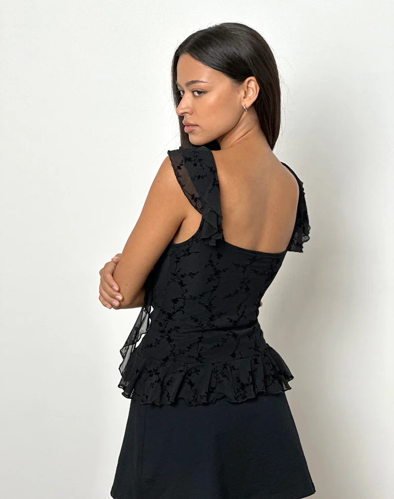 Piroli Top in Vine Flower Black - Image 3