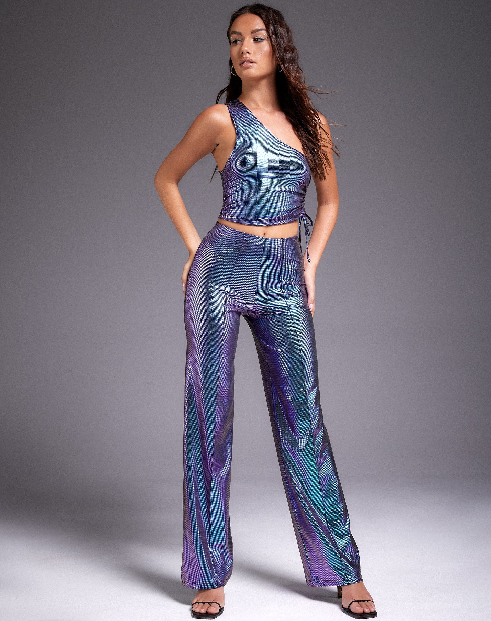 Pista Trouser in Holographic Purple - Image 5