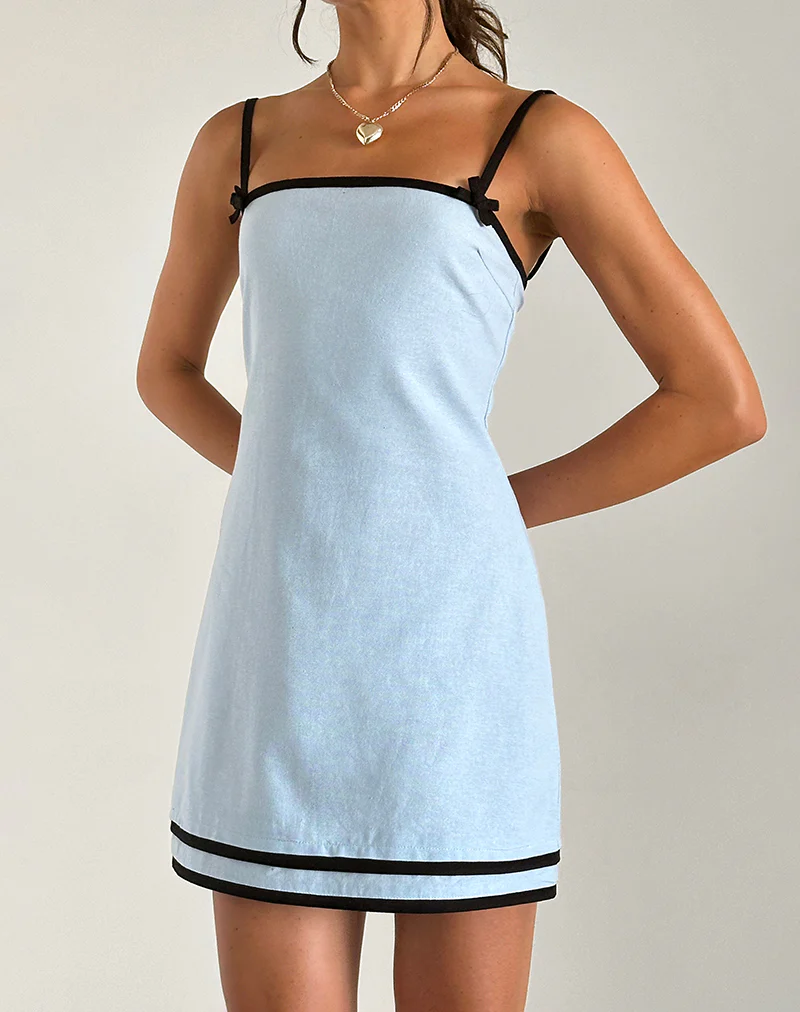 Plasina Mini Dress in Linen Blue - Image 2