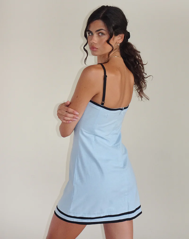 Plasina Mini Dress in Linen Blue - Image 3