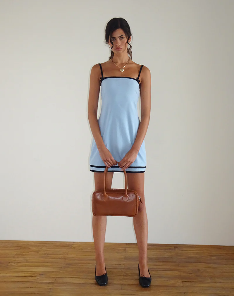 Plasina Mini Dress in Linen Blue - Image 4