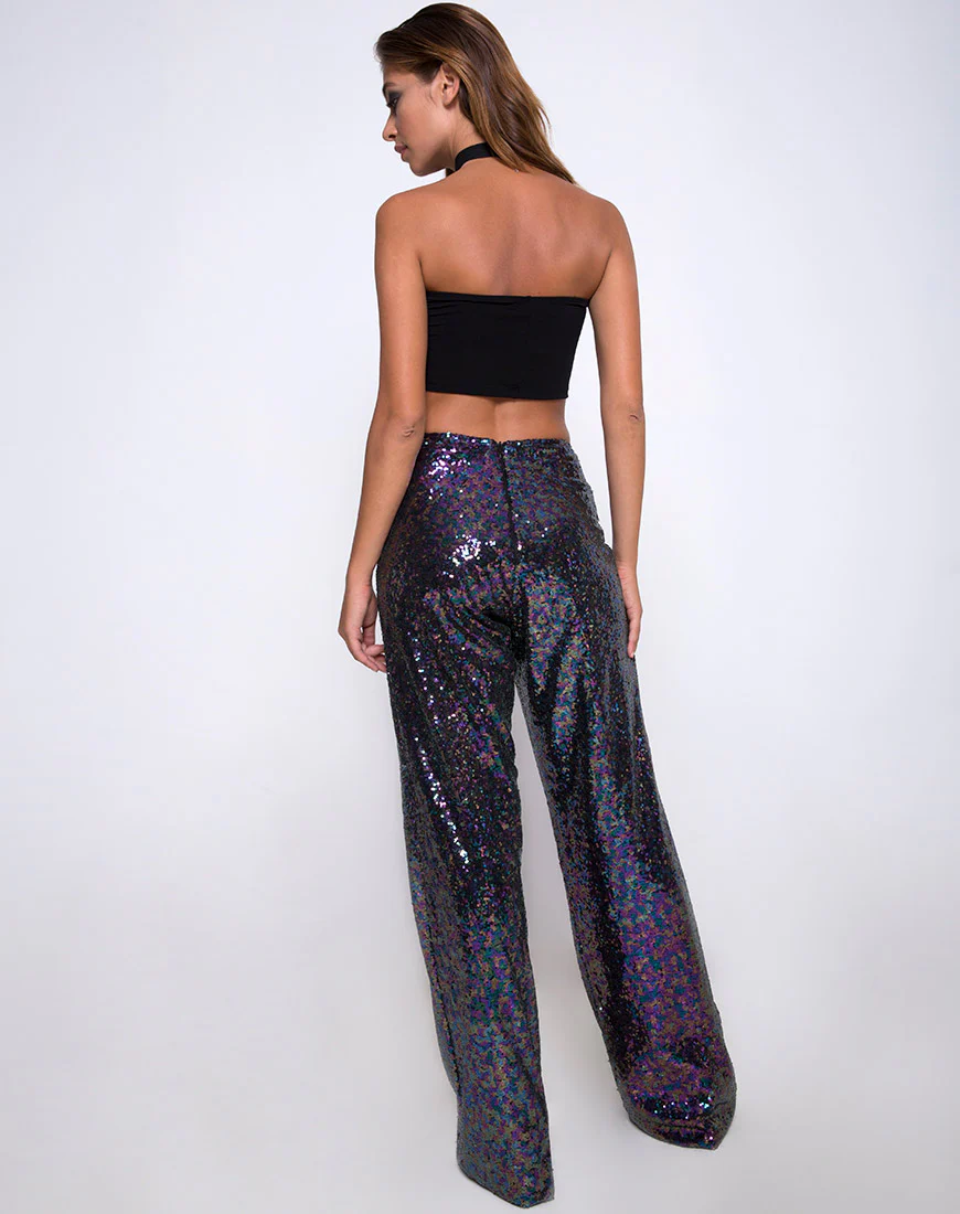 Prague Trouser in Mini Sequin Petrol - Image 4