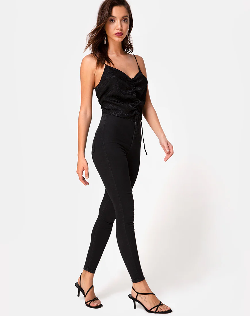 Praha Top in Satin Cheetah Black - Image 3