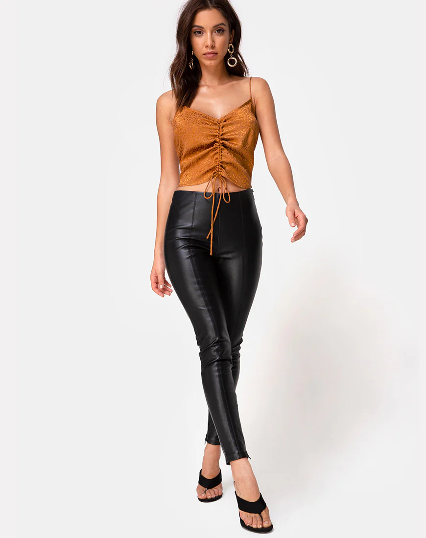 Praha Top in Gold Satin Cheetah - Image 3