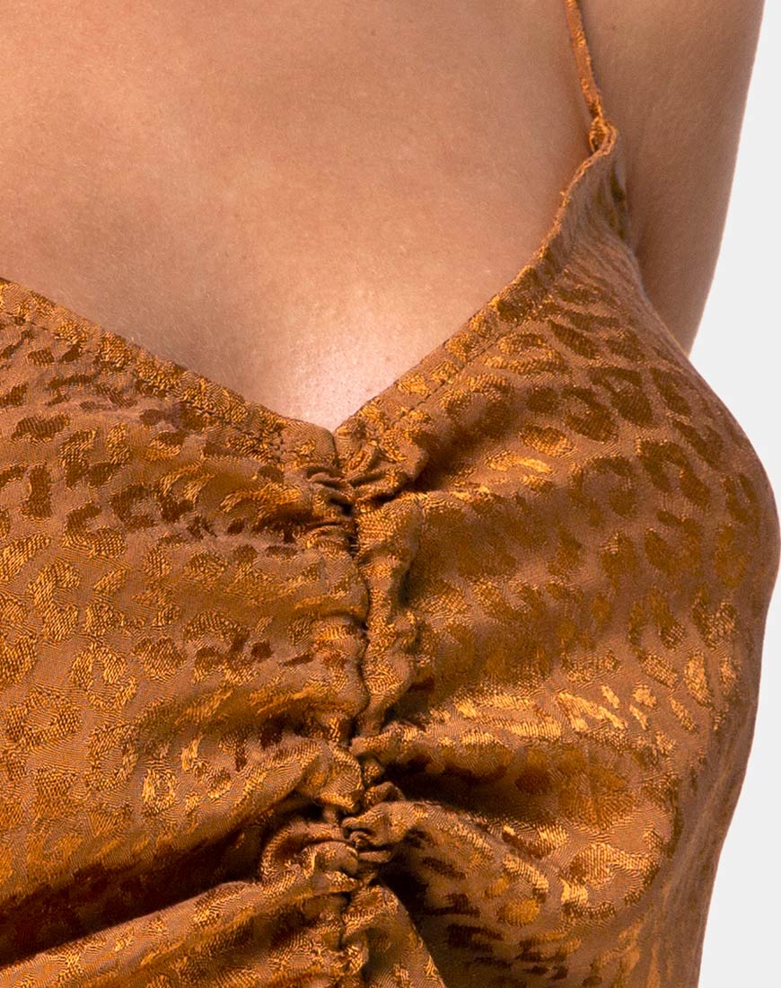 Praha Top in Gold Satin Cheetah - Image 5