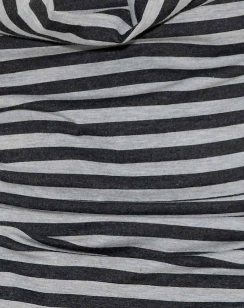 Pramita Halterneck Plunge Backless Mini Dress in Black and Grey Stripe - Image 6