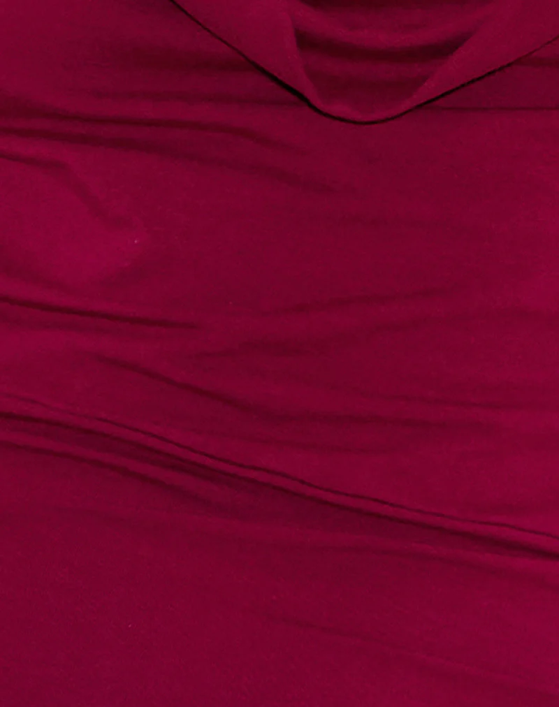 Pramita Plunge Mini Dress in Jersey Burgundy - Image 6