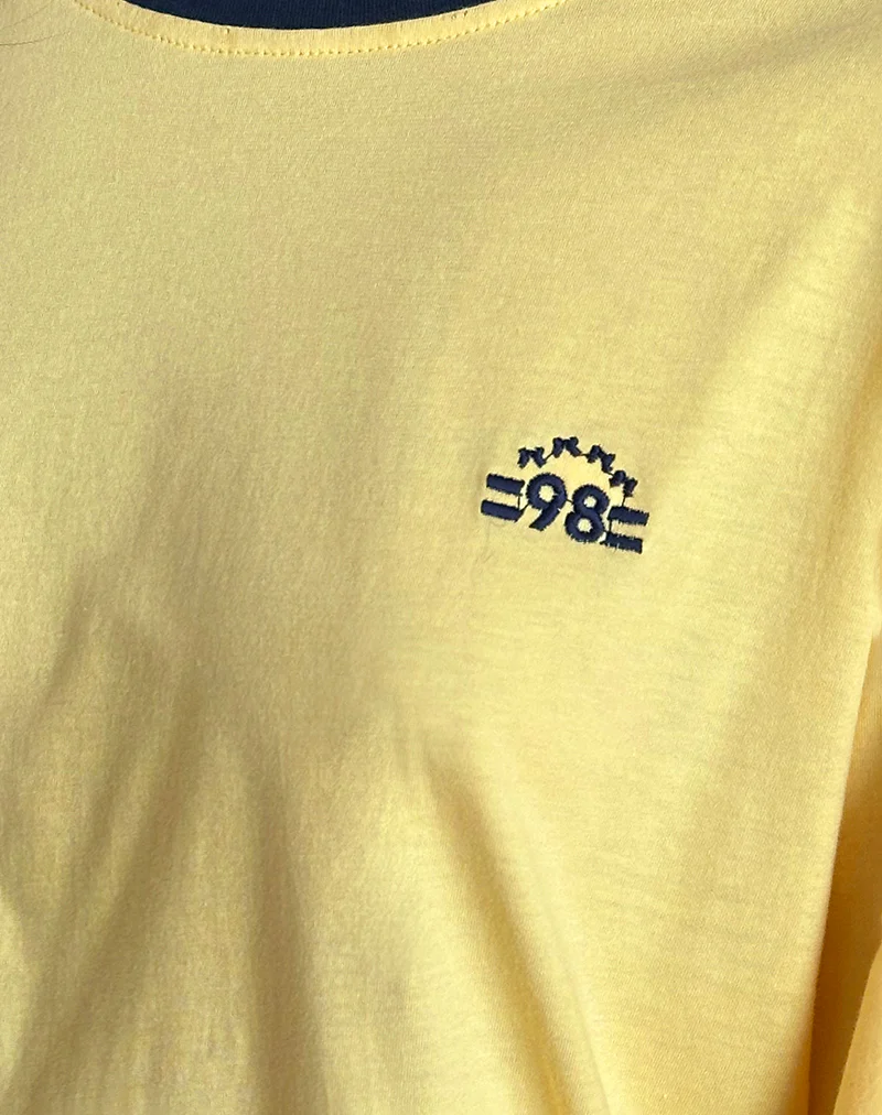 Prata Long Sleeve Top in Lemonade with Navy Binding - Image 6