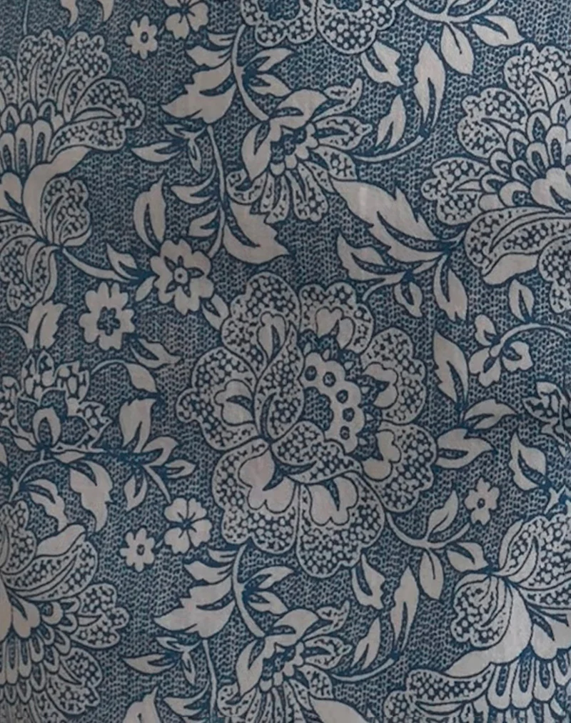 Pravara Mini Skirt in Blue Ornate Print - Image 7