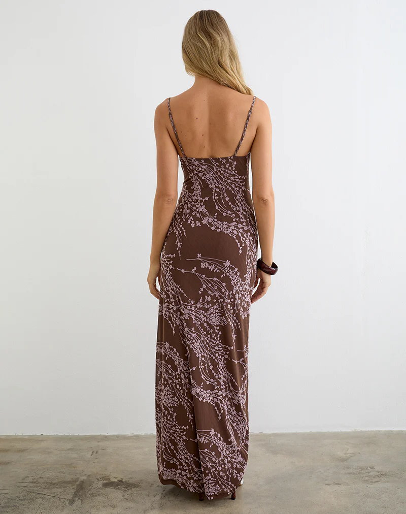 Pria Cowl Maxi Dress in Moonlit Blossom Brown - Image 4