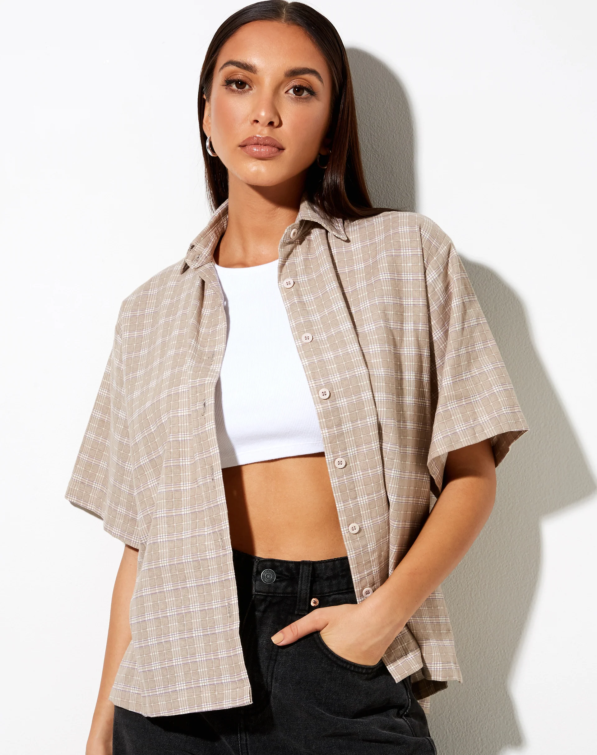 Pride Shirt in Taupe Check - Image 4