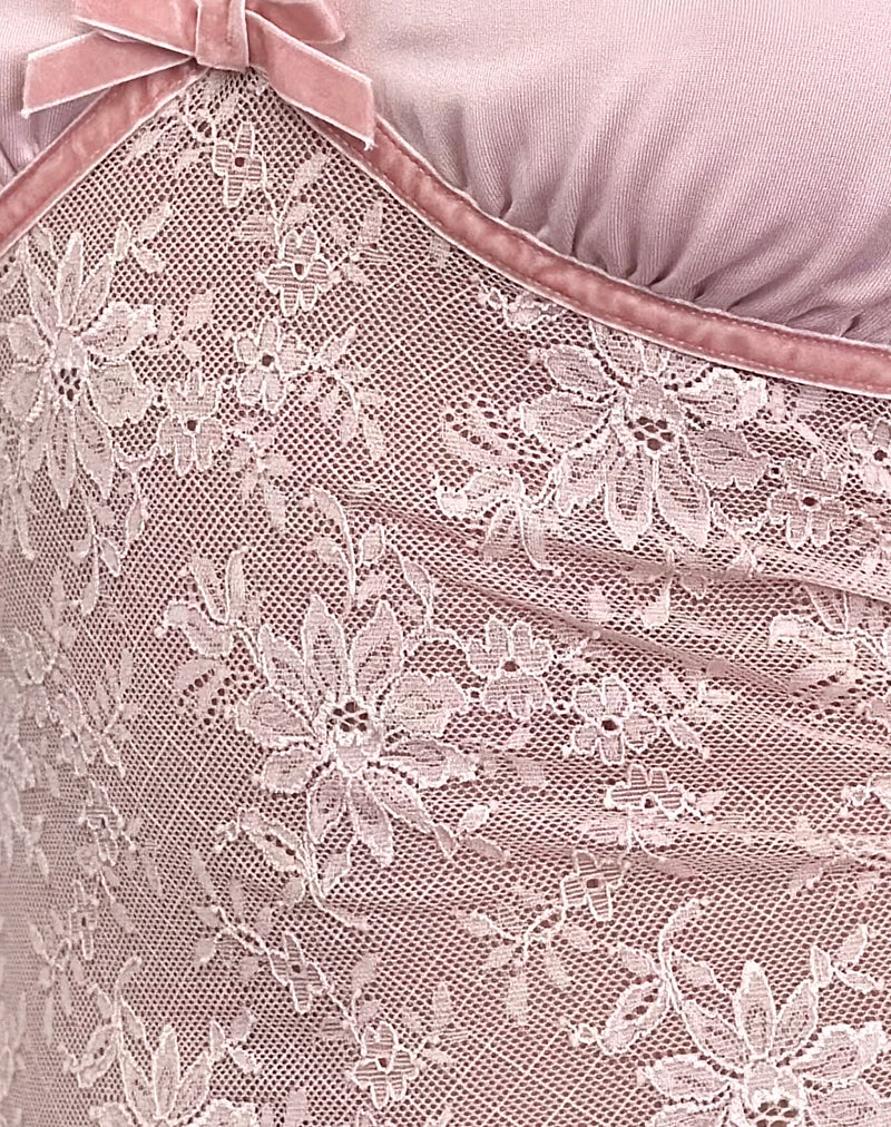 Prili Plunge Top in Lace Pink Lotus - Image 6
