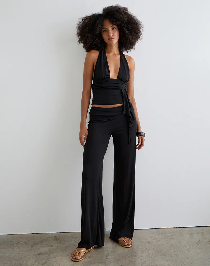 Prilla Halterneck Top in Cupro Black - Image 4