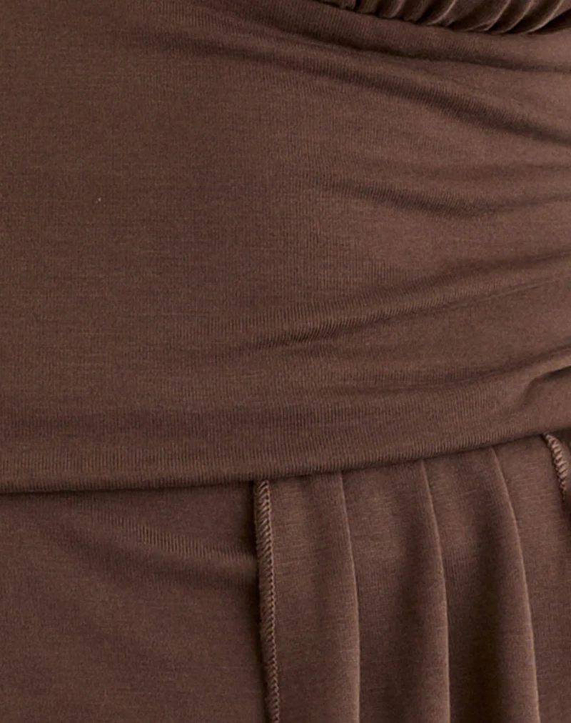 Prilla Halterneck Top in Cupro Dark Brown - Image 6