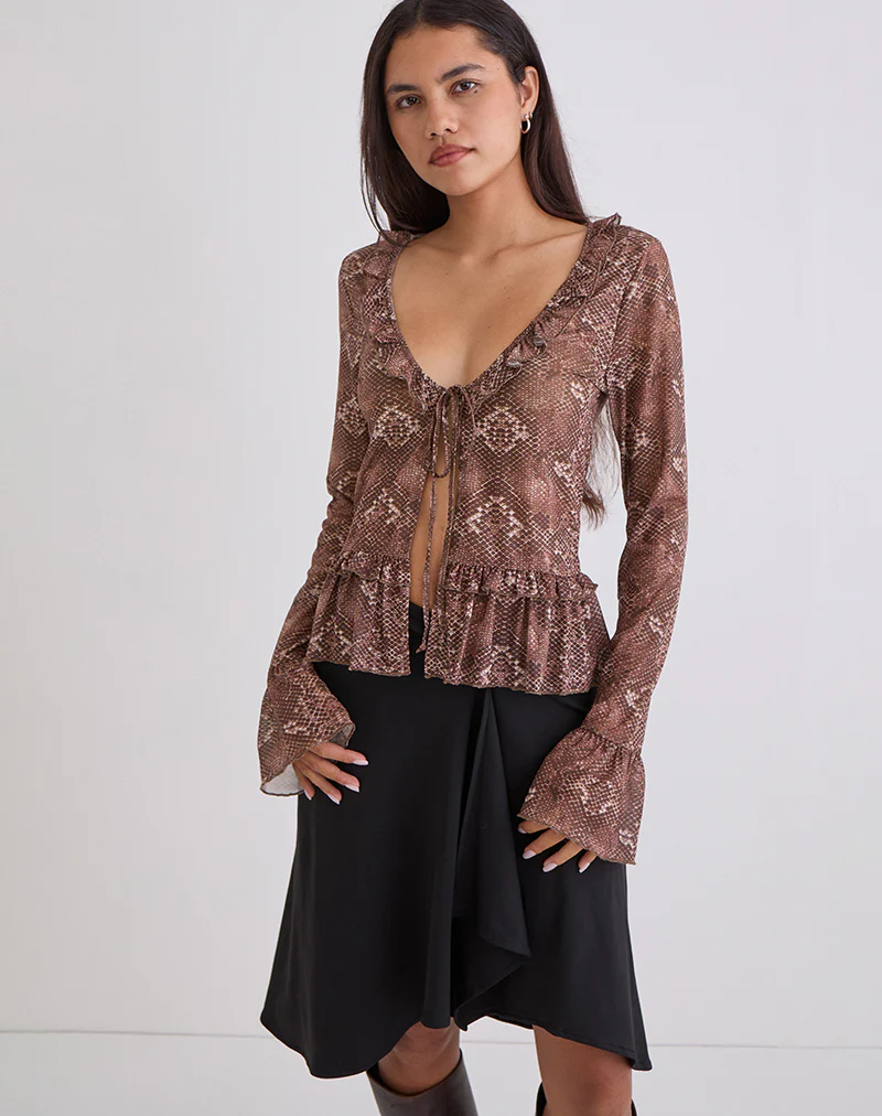 Primrose Long Sleeve Top in Oversized Snake Skin - Image 2