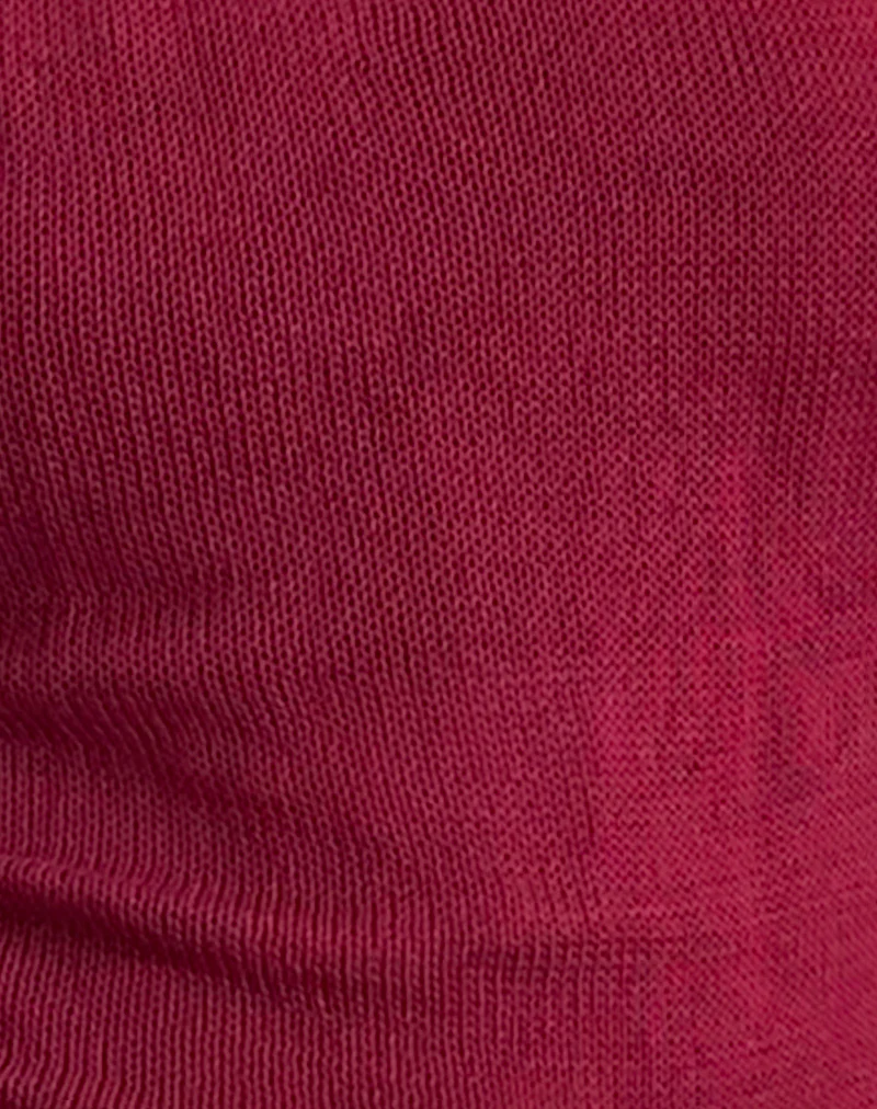 Priscilla Halter Top in Sheer Knit Red - Image 5