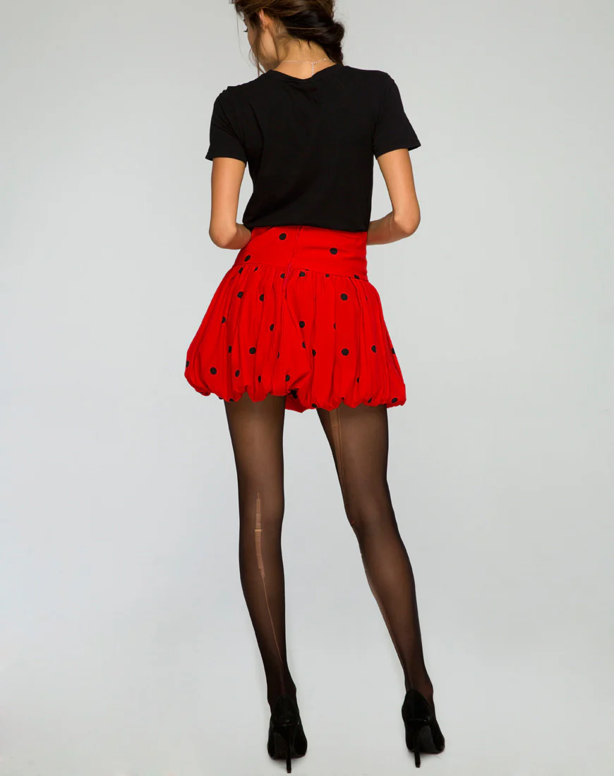 Puff Ball Skirt in Polkadot Red and Black - Image 4