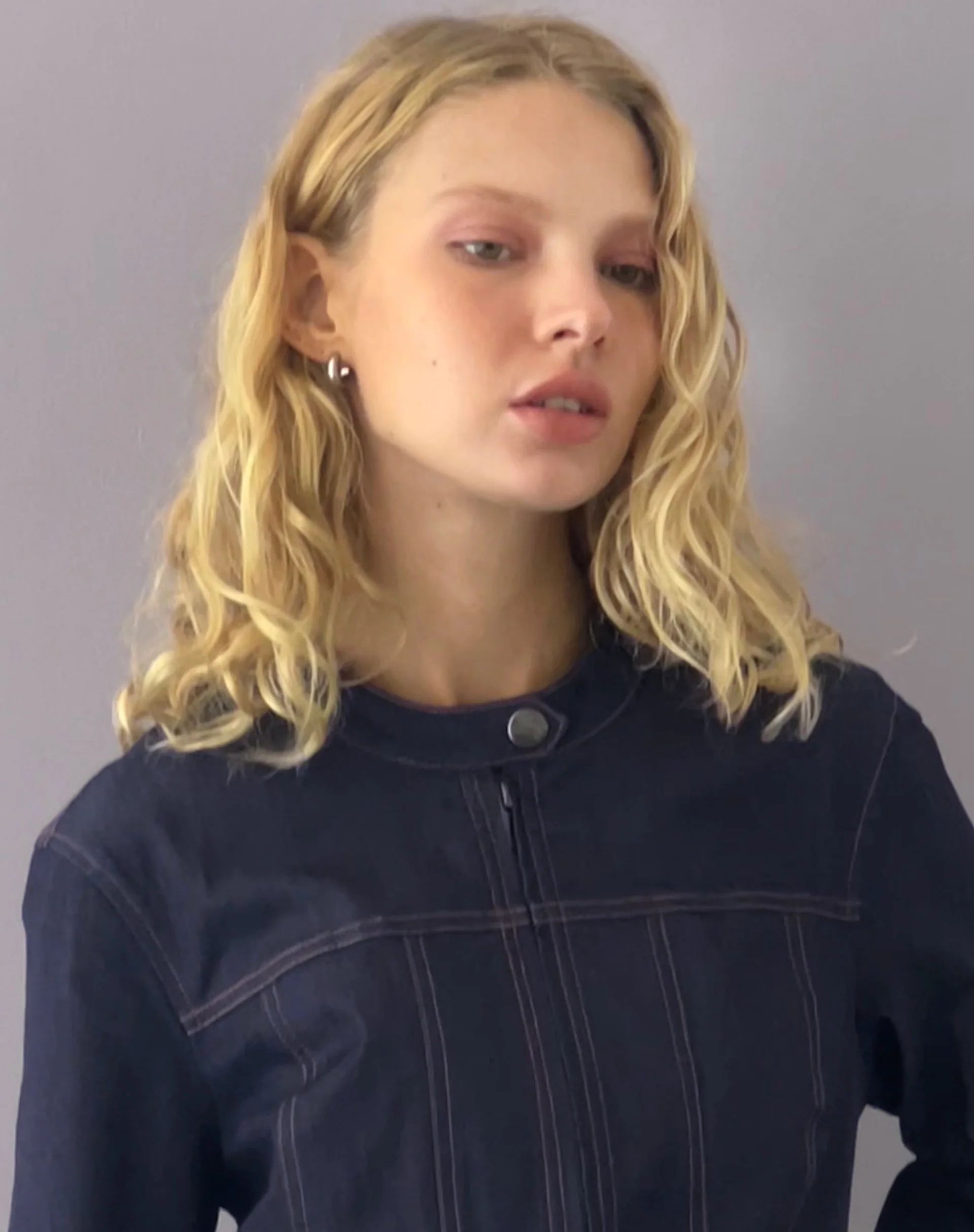 Puria Fitted Denim Look Tailored Jacket - Image 2