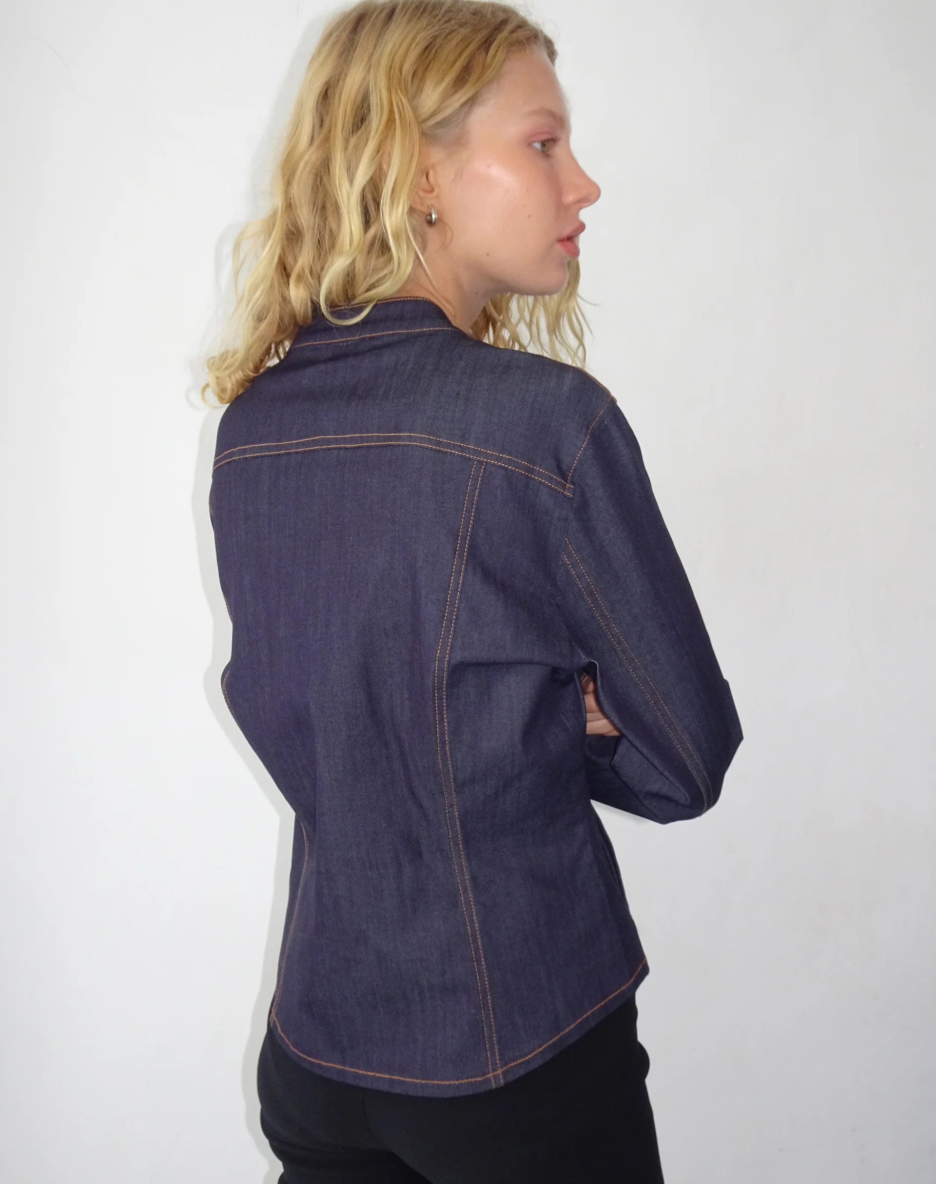 Puria Fitted Denim Look Tailored Jacket - Image 4