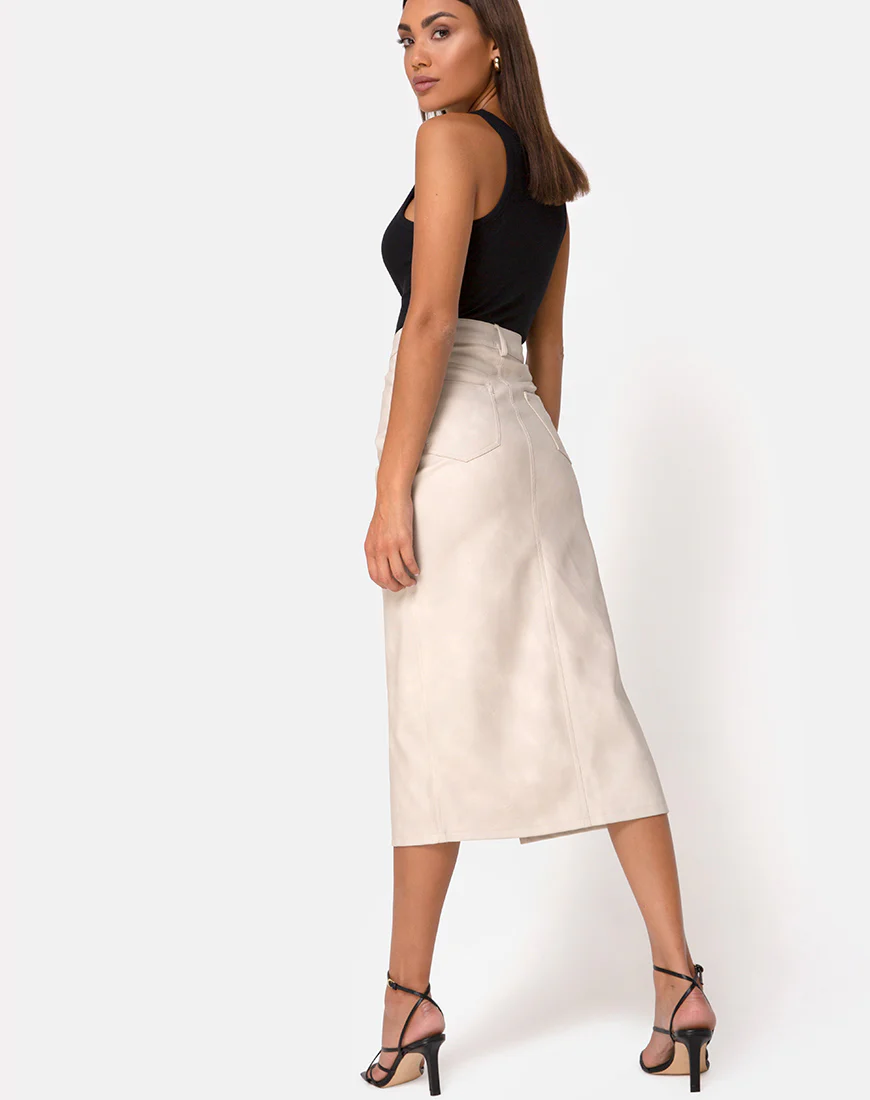 Pyra Midi Skirt in PU Stone - Image 5