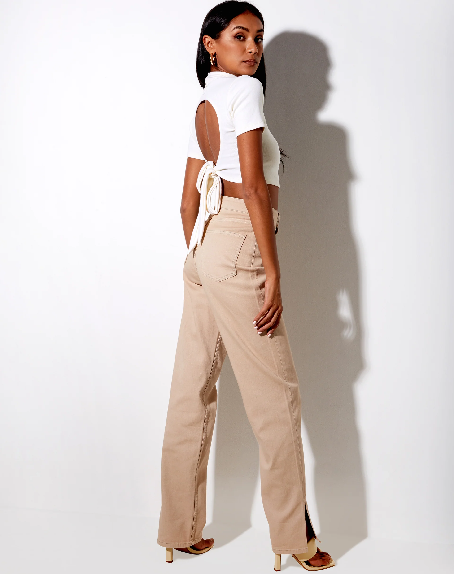 Que Crop Top in Rib Ivory - Image 4