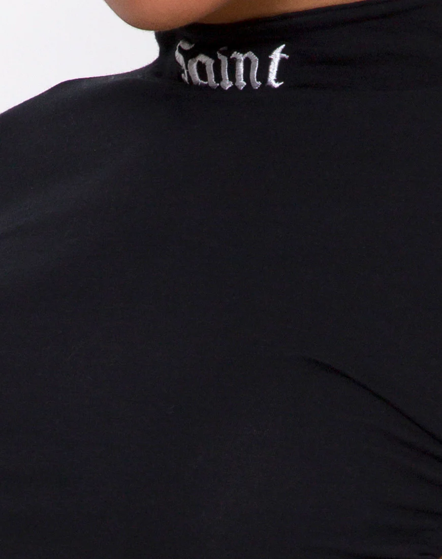 Quelia Crop Top in Black with 'Saint' Embro - Image 6