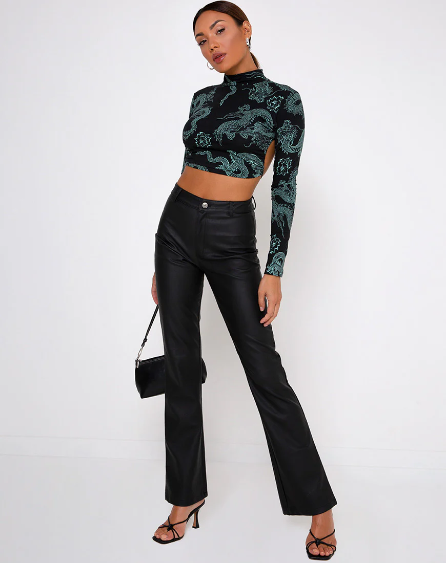 Quelia Top in Dragon Flower Black and Mint - Image 5