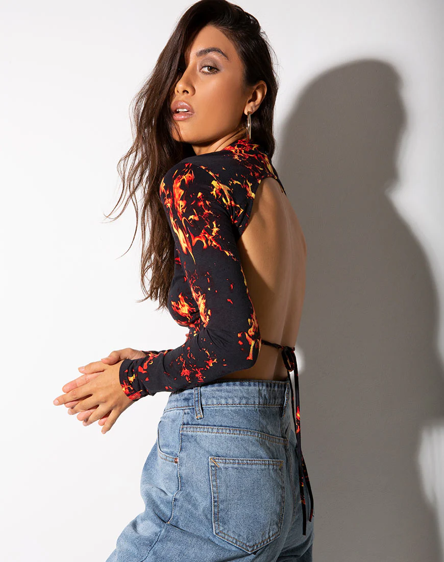 Quelia Crop Top in Fire - Image 3