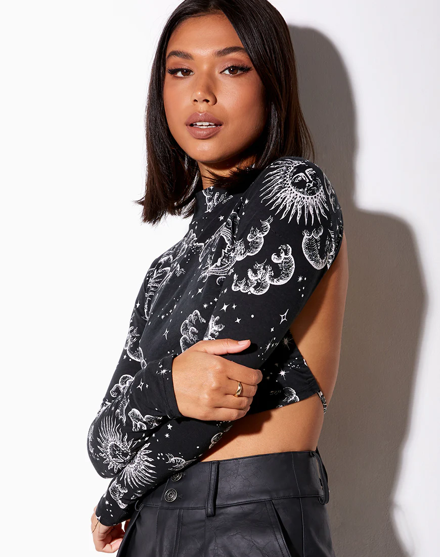 Quelia Crop Top in Night Sky Black - Image 2