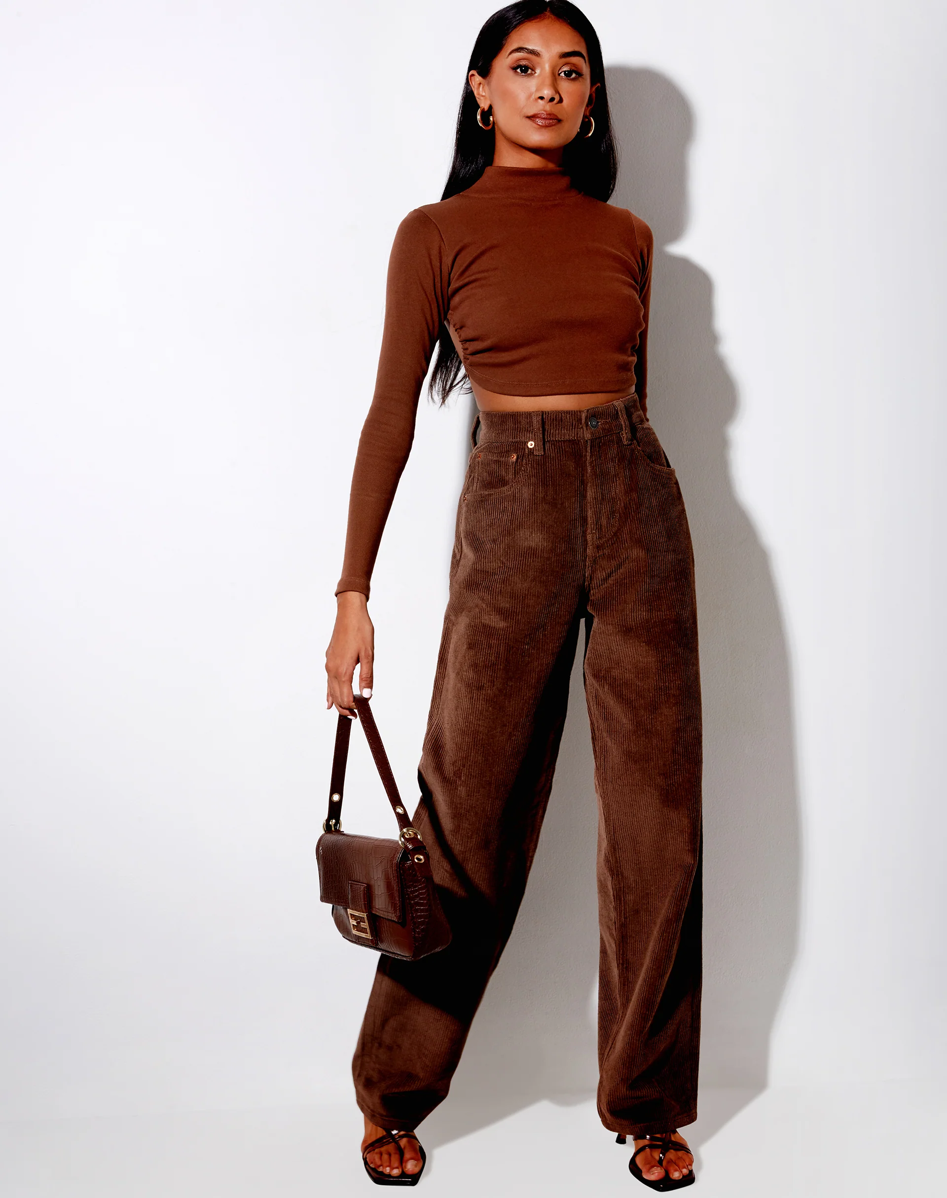 Quelia Crop Top in Rib Cocoa - Image 3