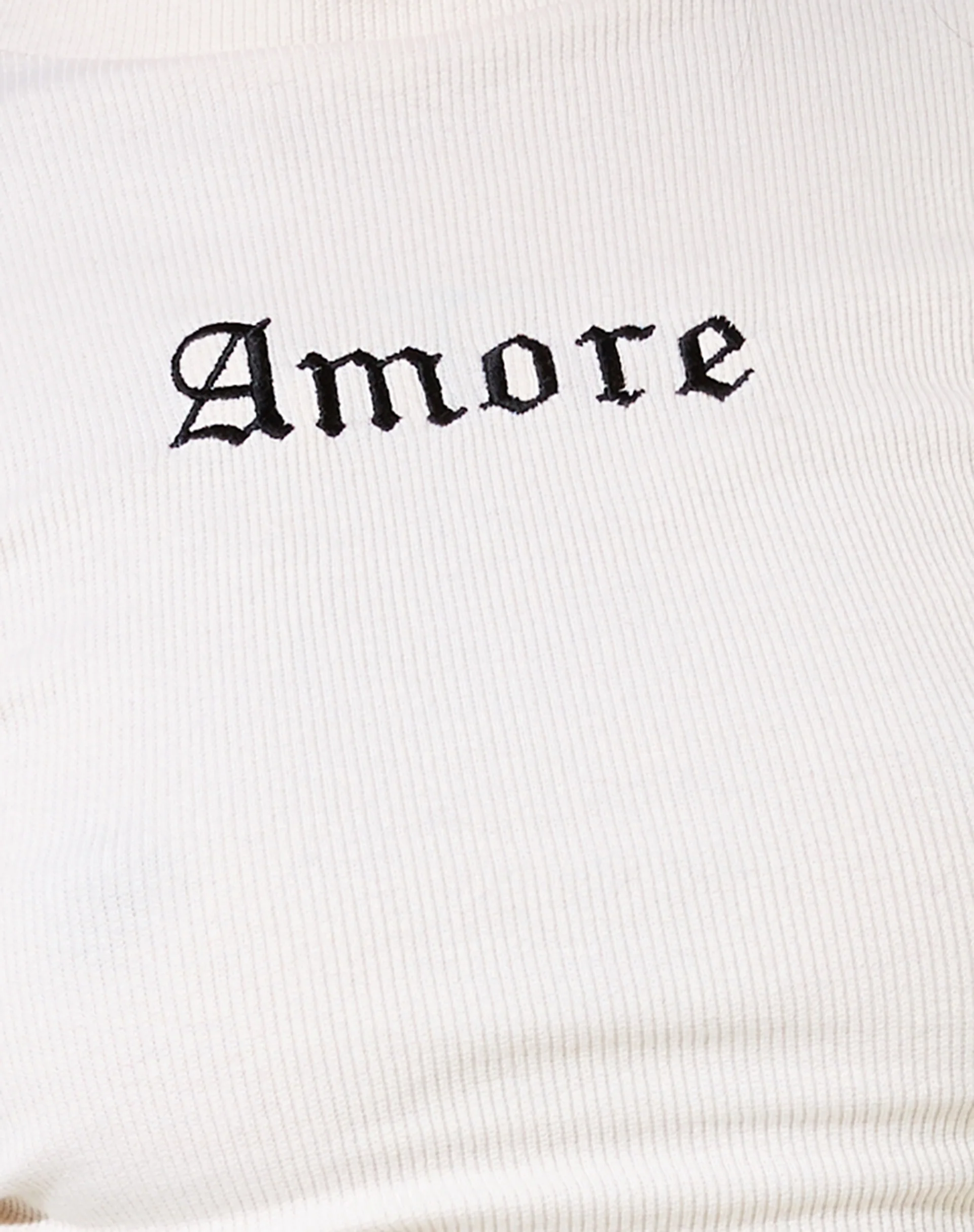 Quelia Crop Top in Rib Winter White 'Amore' Embro - Image 6