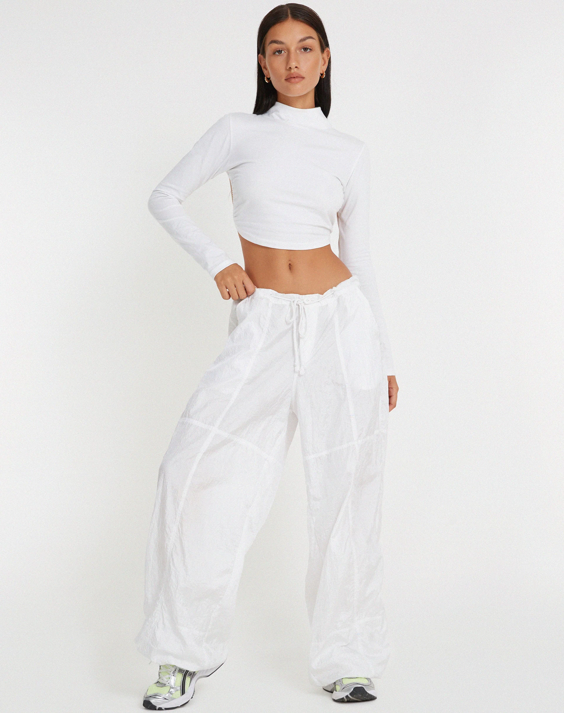 Quelia Open Back Crop Top in White - Image 3