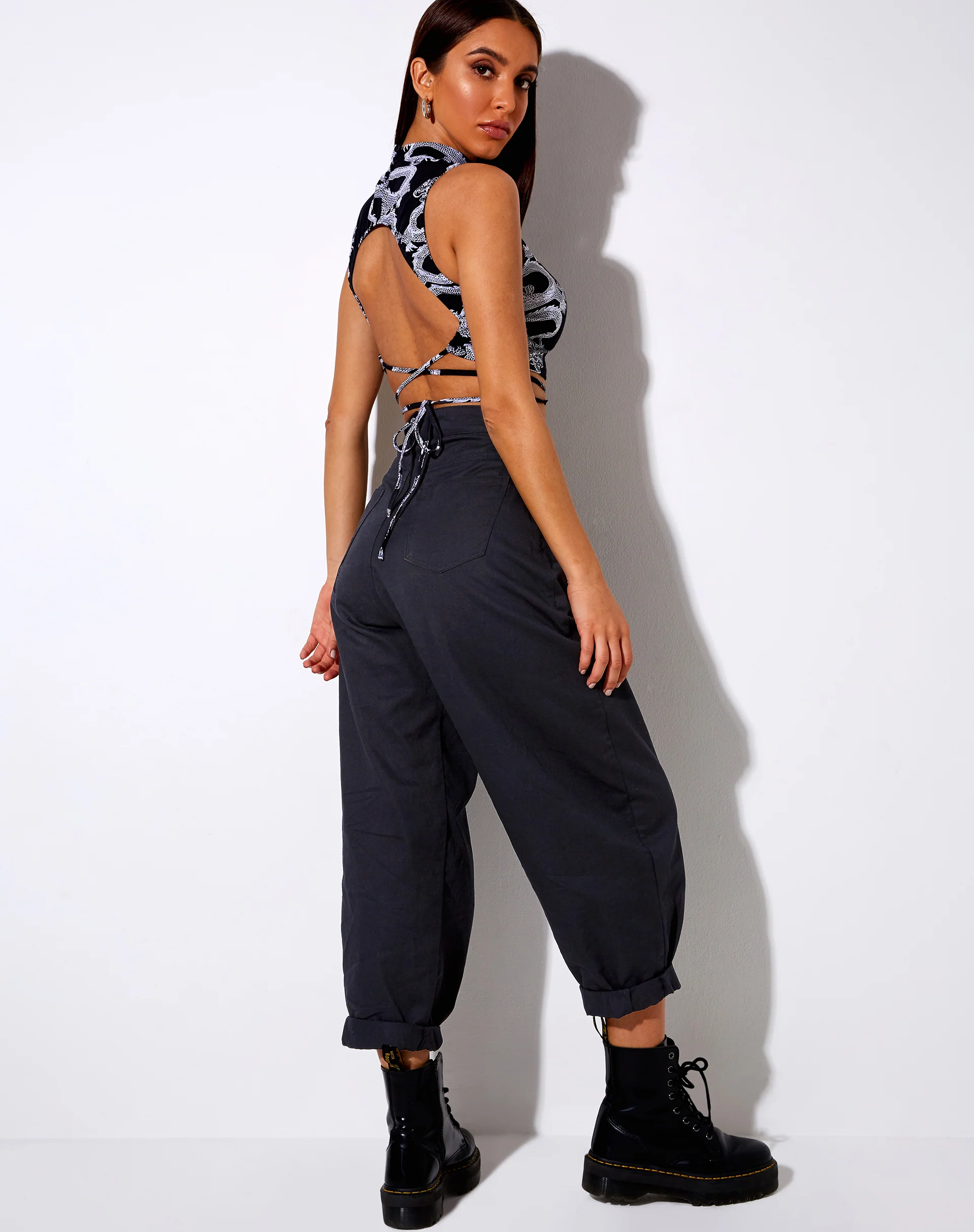 Quera Crop Top in Dragon Rope Black Placement - Image 6