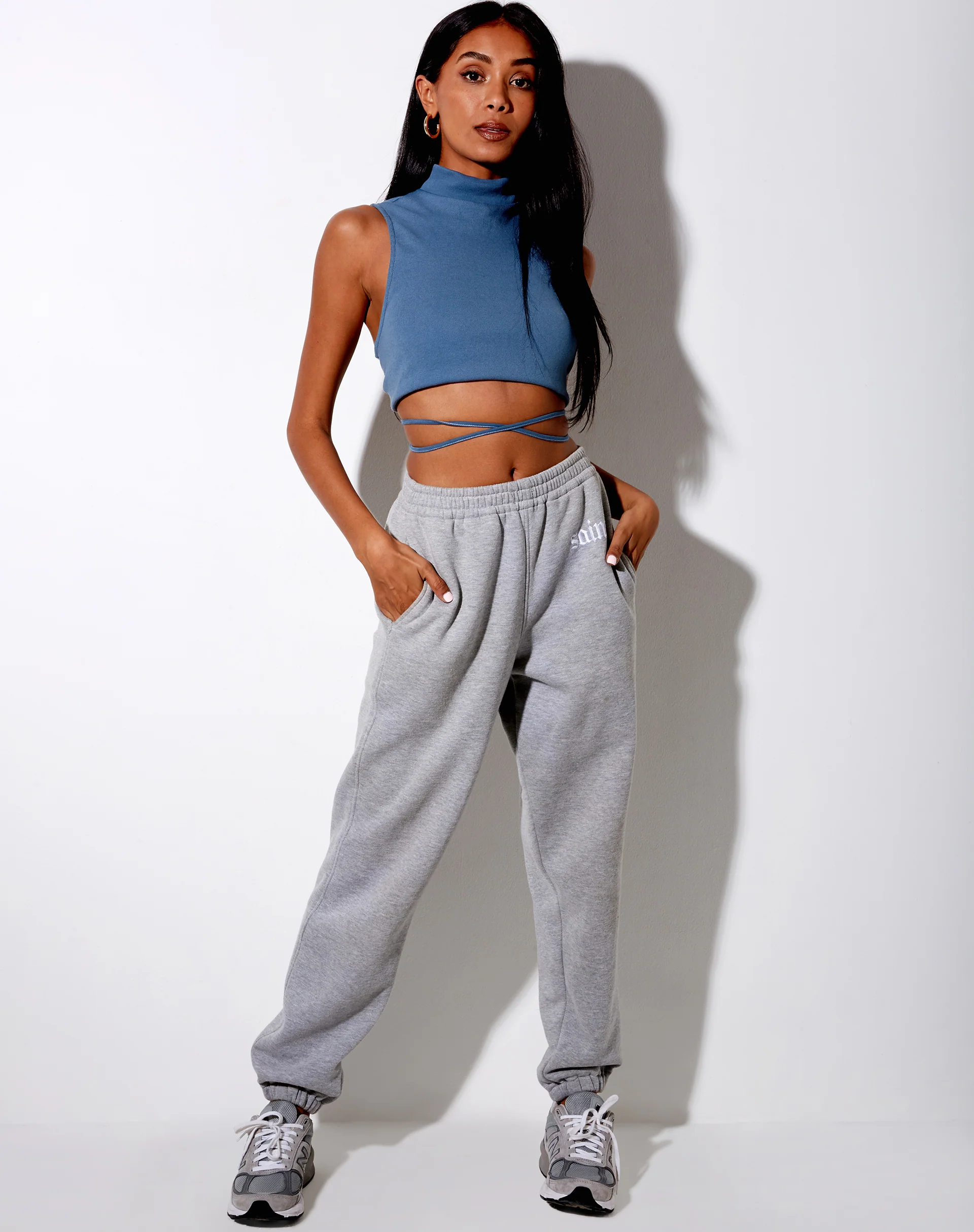 Quera Crop Top in Rib Mineral Blue - Image 4