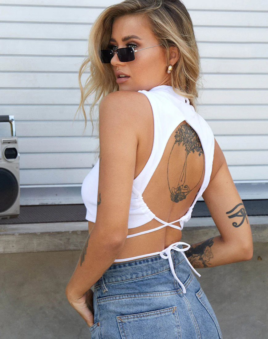 Quera Crop Top in Rib White - Image 2