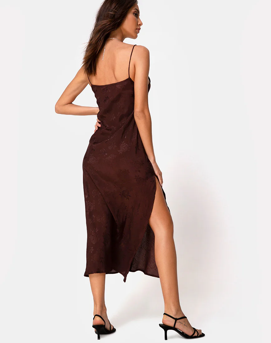 Quinty Dress in Satin Rose Cocoa - Image 2
