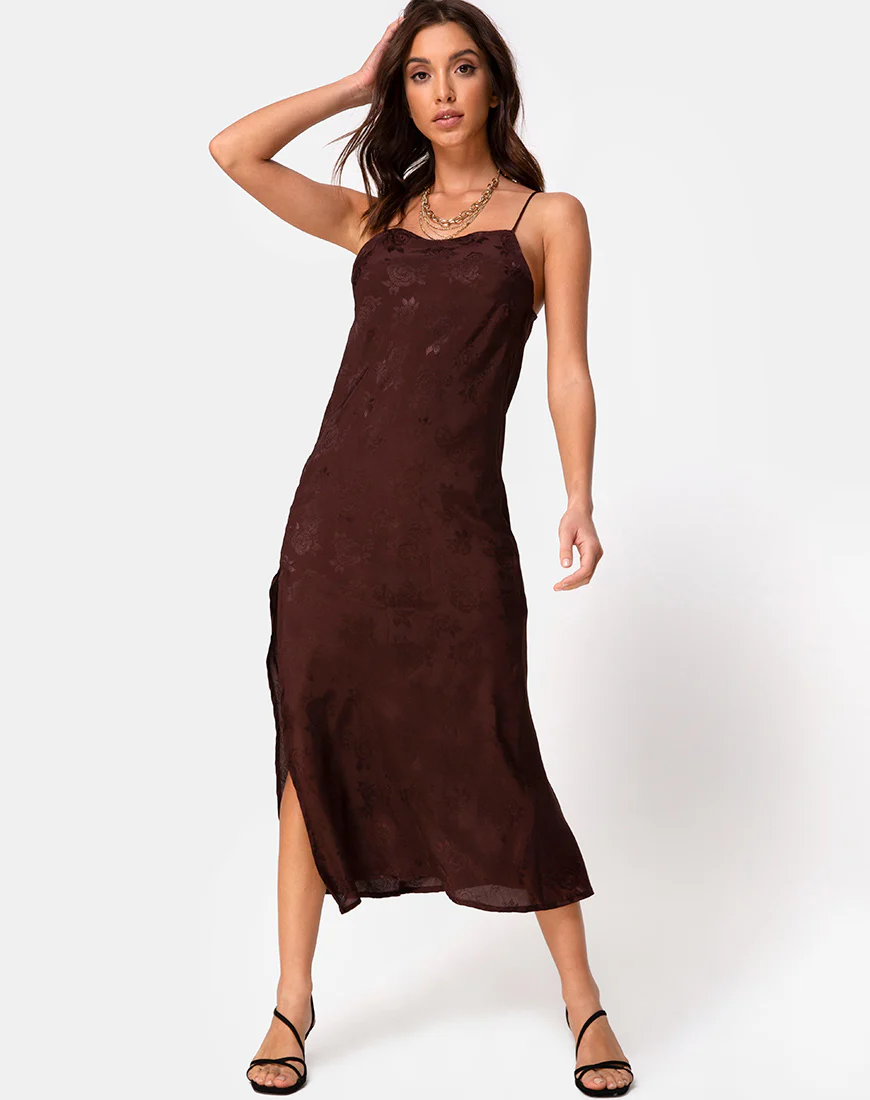 Quinty Dress in Satin Rose Cocoa - Image 3