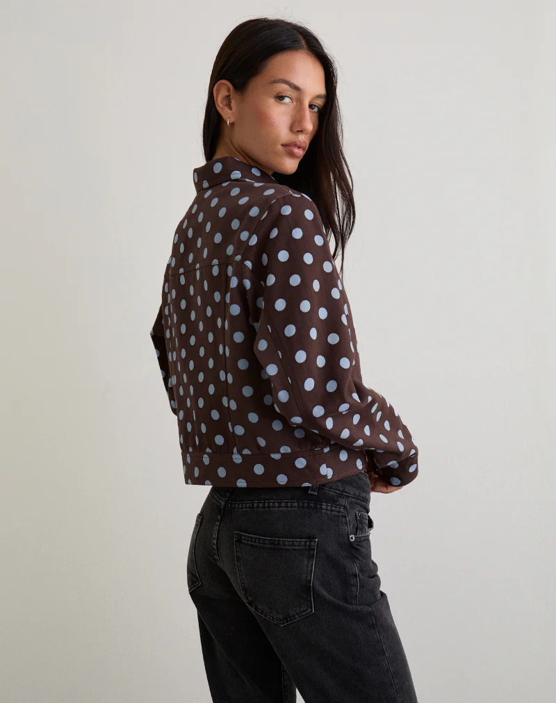 Quorra Jacket in Mono Polka Brown - Image 5