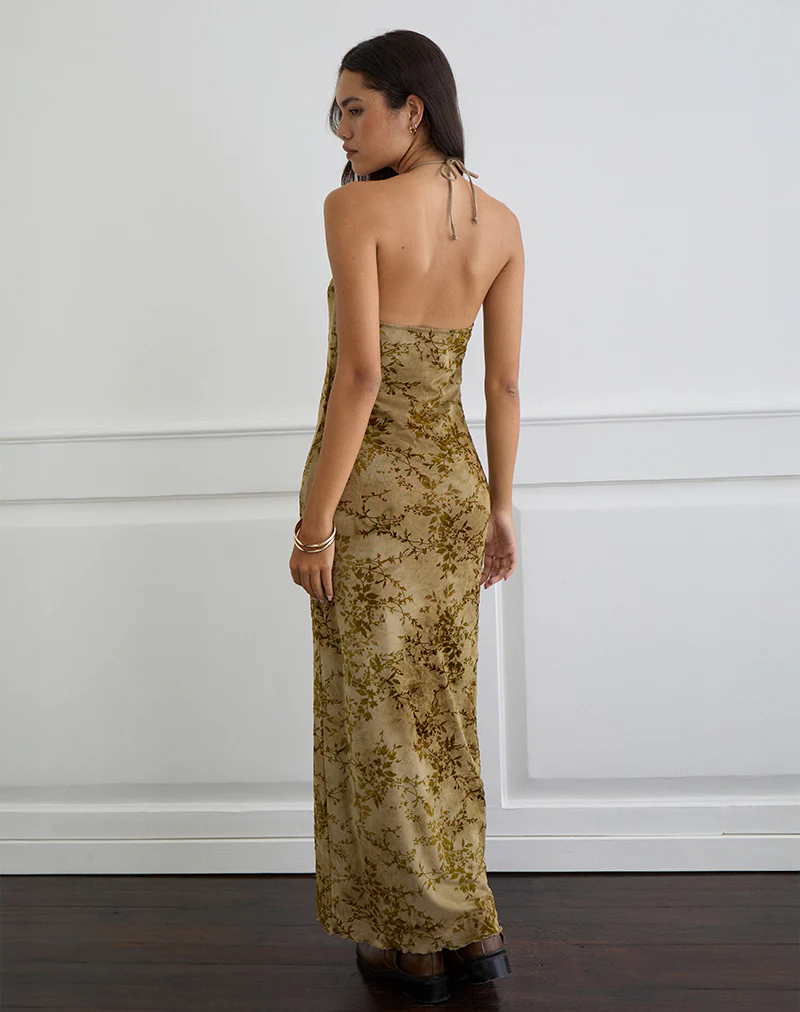 Rabika Maxi Dress in Burn Velvet Green - Image 3