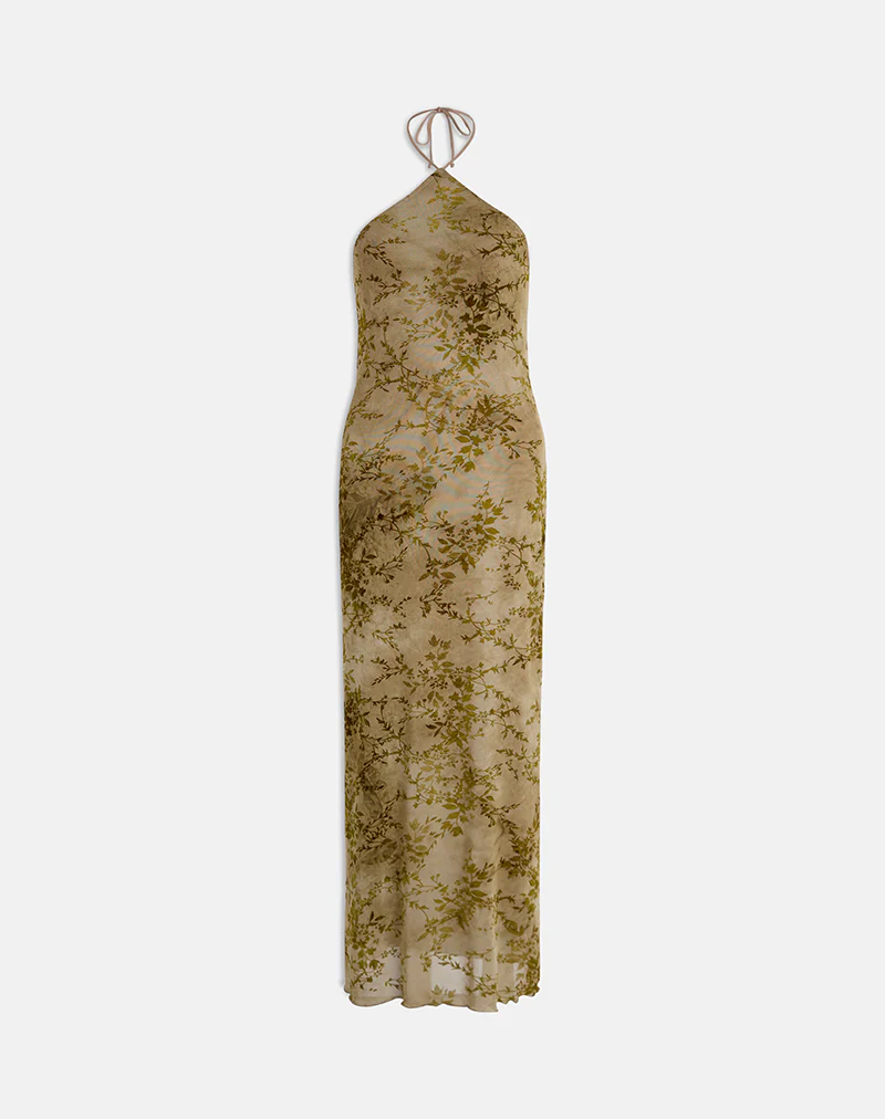 Rabika Maxi Dress in Burn Velvet Green - Image 5