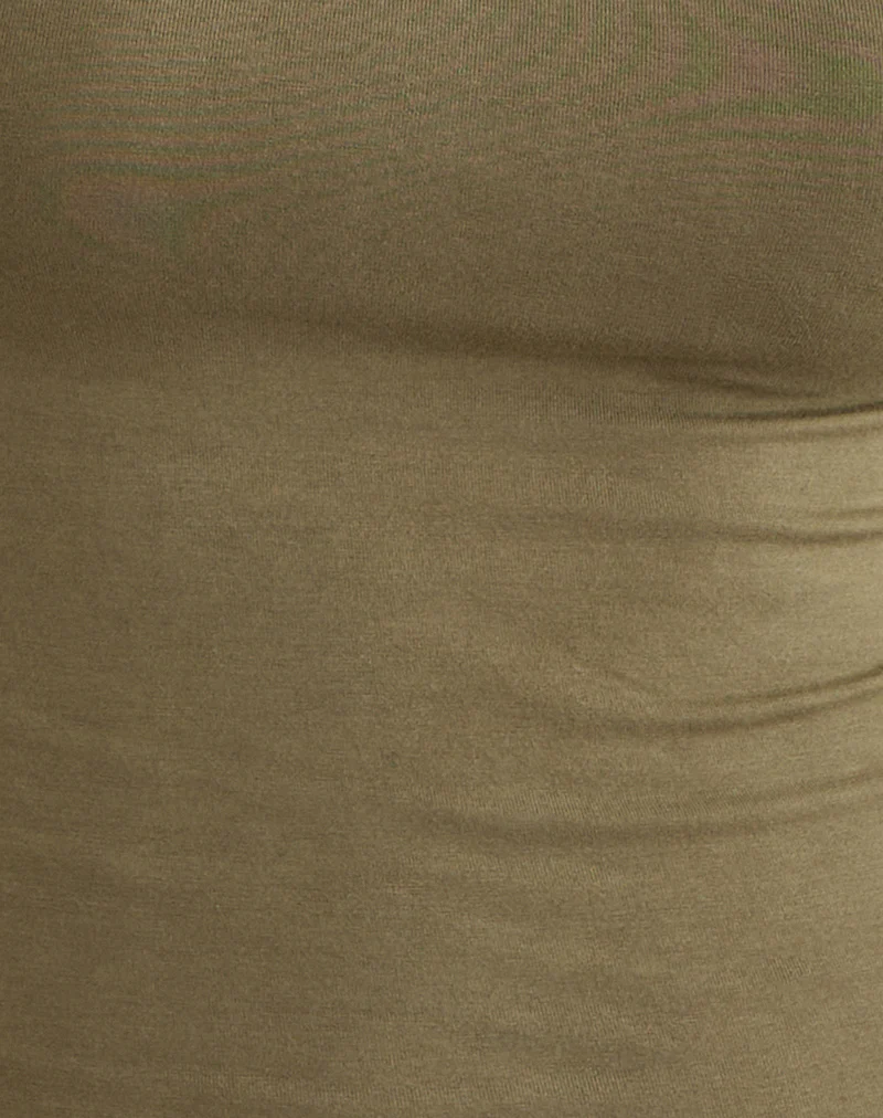 Raceline Halterneck Top in Rayon Jersey Khaki - Image 6