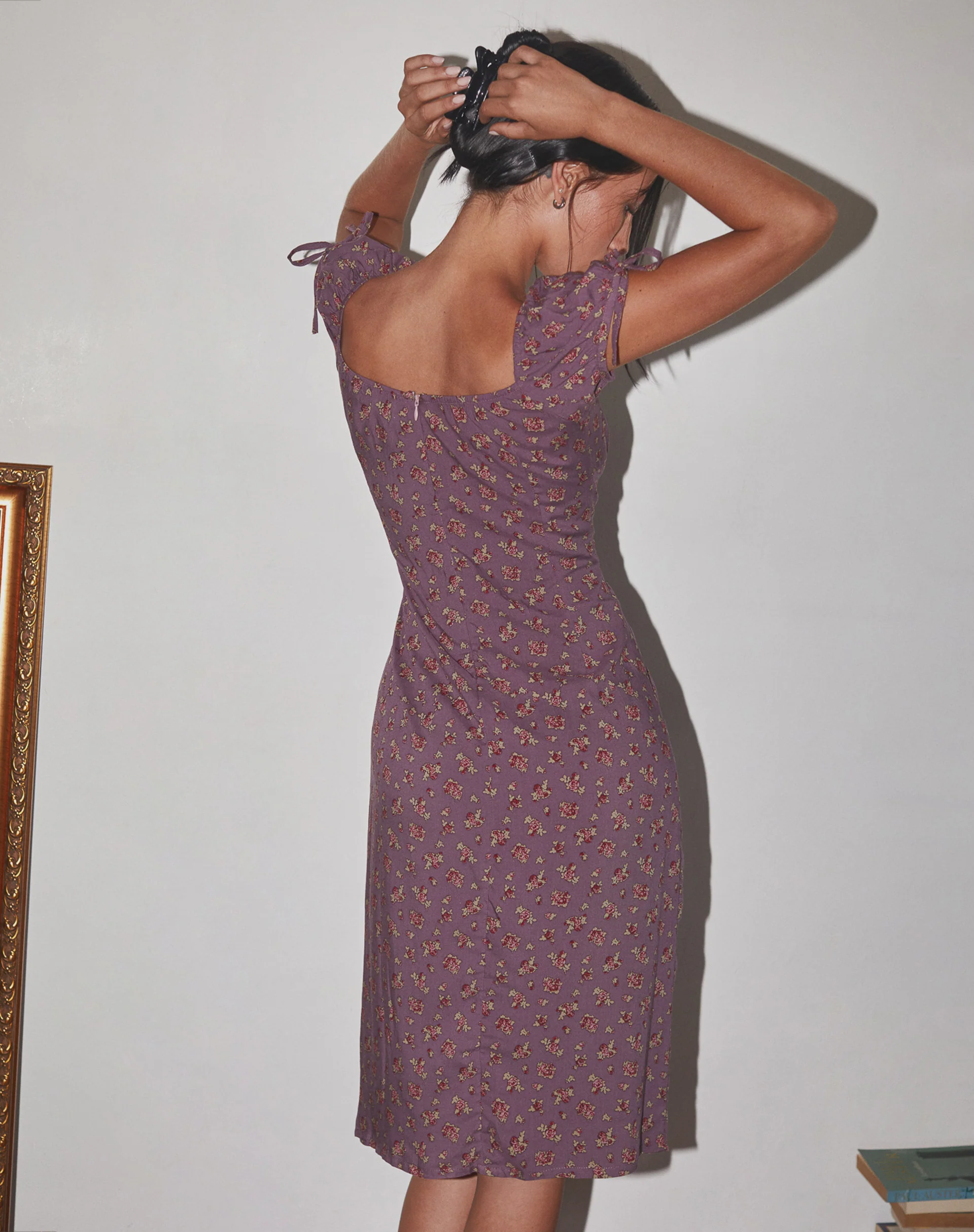 Rachana Midi Dress in Flowing Rose Deep Purple - Image 3