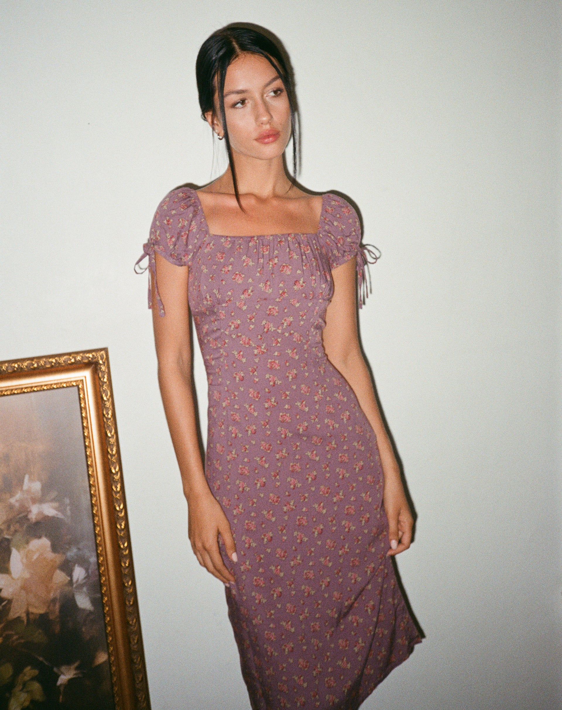 Rachana Midi Dress in Flowing Rose Deep Purple - Image 5